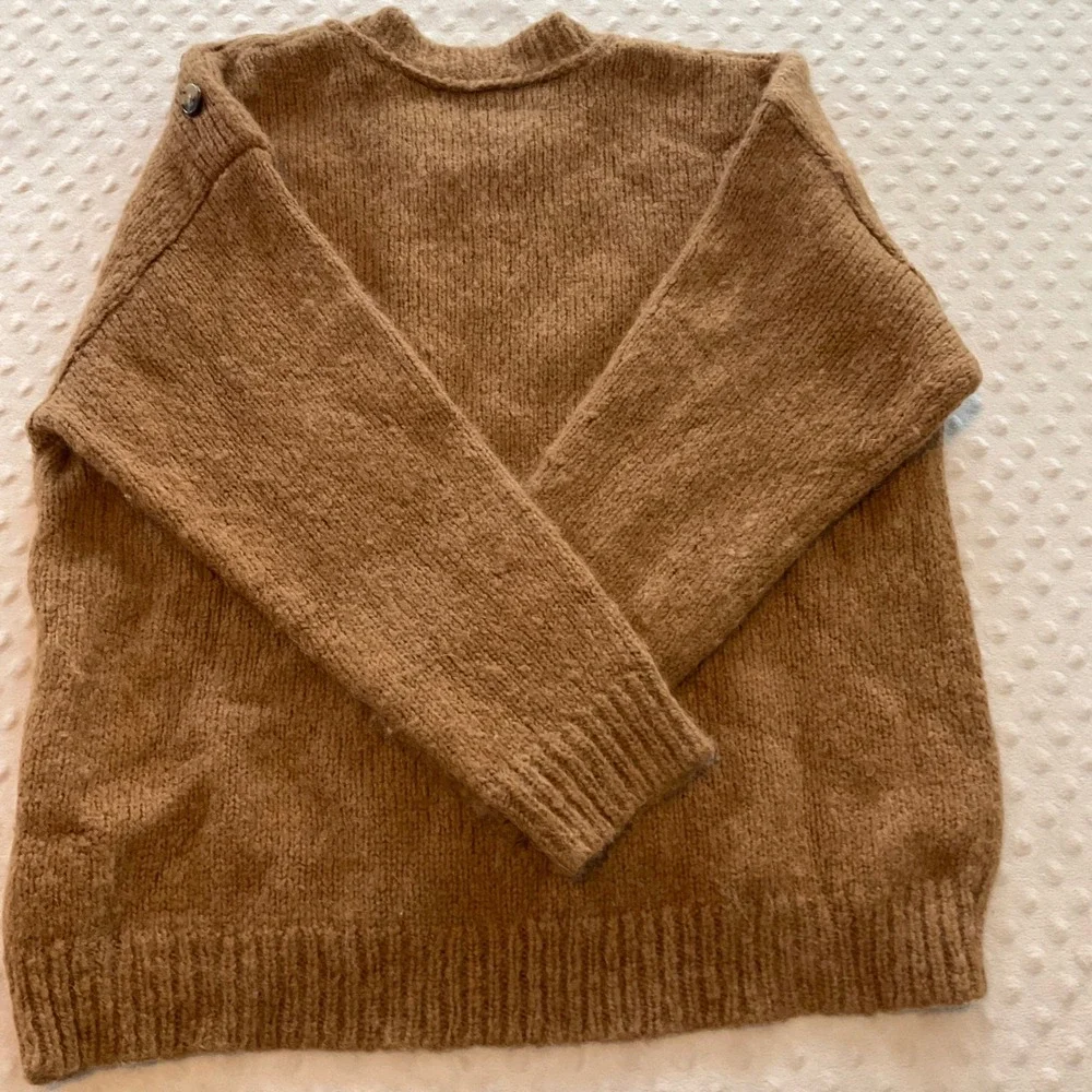 J. Crew Brown‎ Fuzzy Alpaca Wool Blend Button Shoulder Sweater Women's Large
